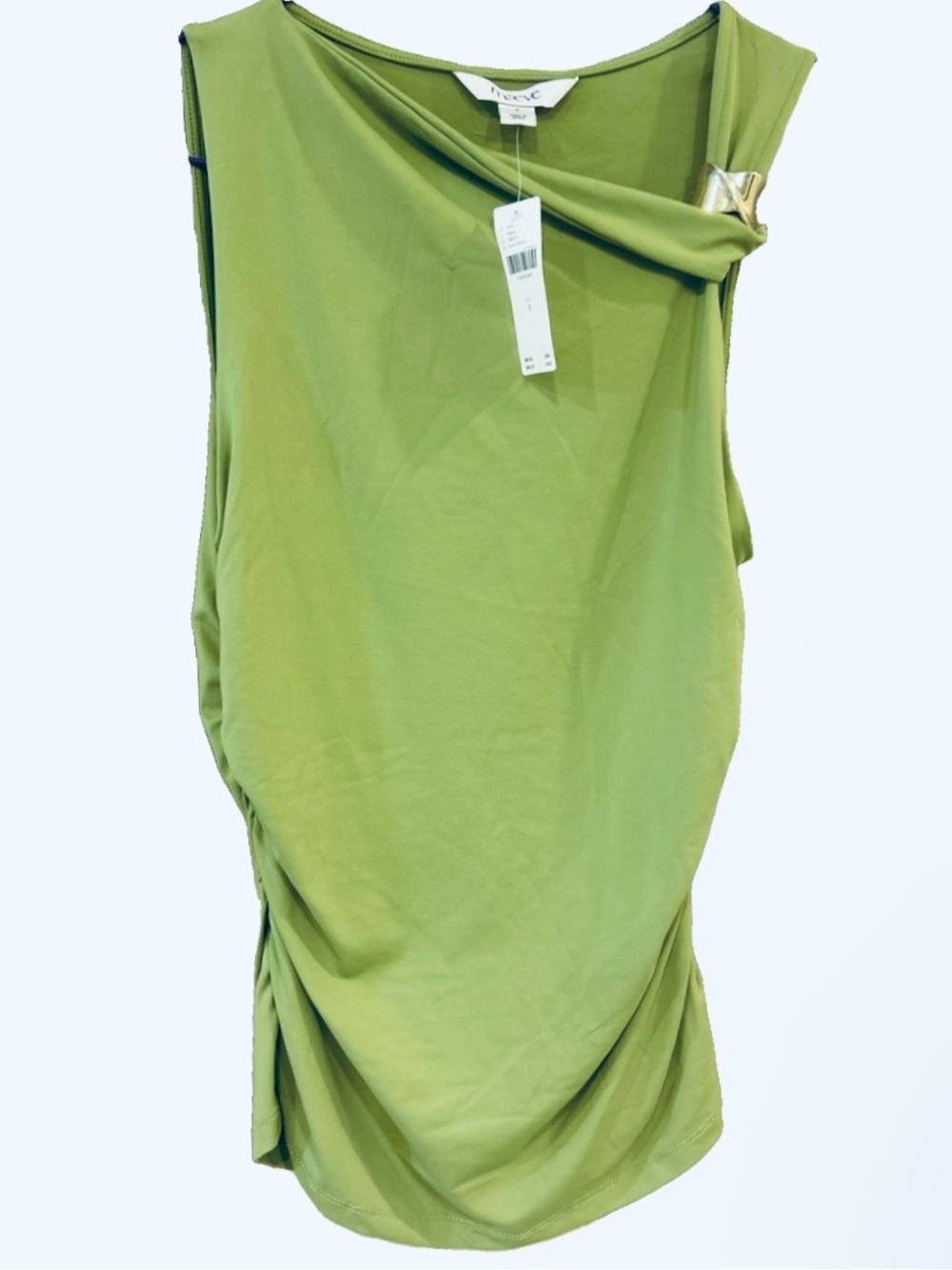 Maeve Anthropologie Guacamole Olive Green Draped Sleeveless Tank Top NWT Sz S
